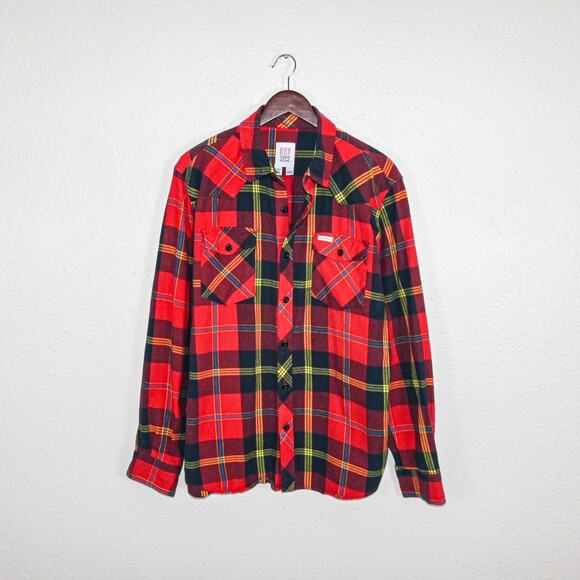 TOPO Designs Men's Button up Flannel Shirt red Plaid Organic cotton sz XL - Picture 1 of 8